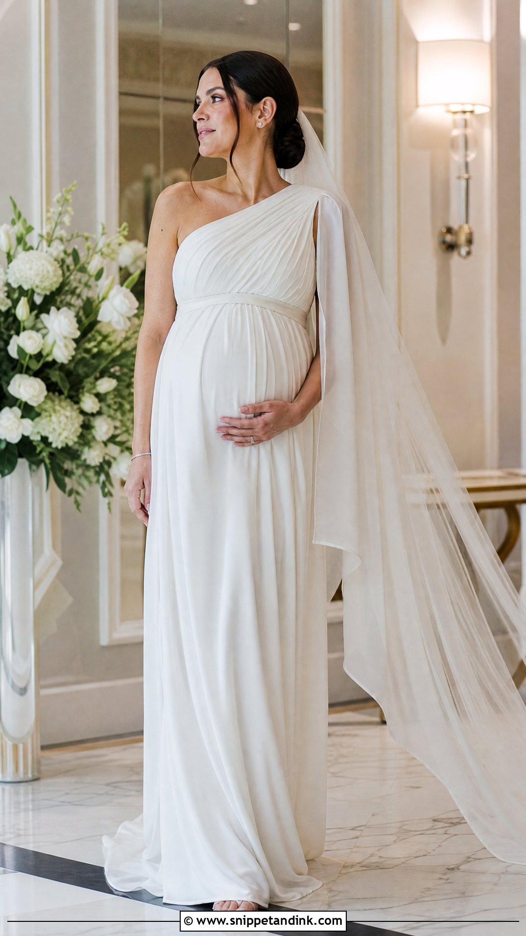 One Shoulder Maternity Wedding Dress - Snippet and Ink - 20 Simple Wedding Dress for Pregnant Bride Ideas