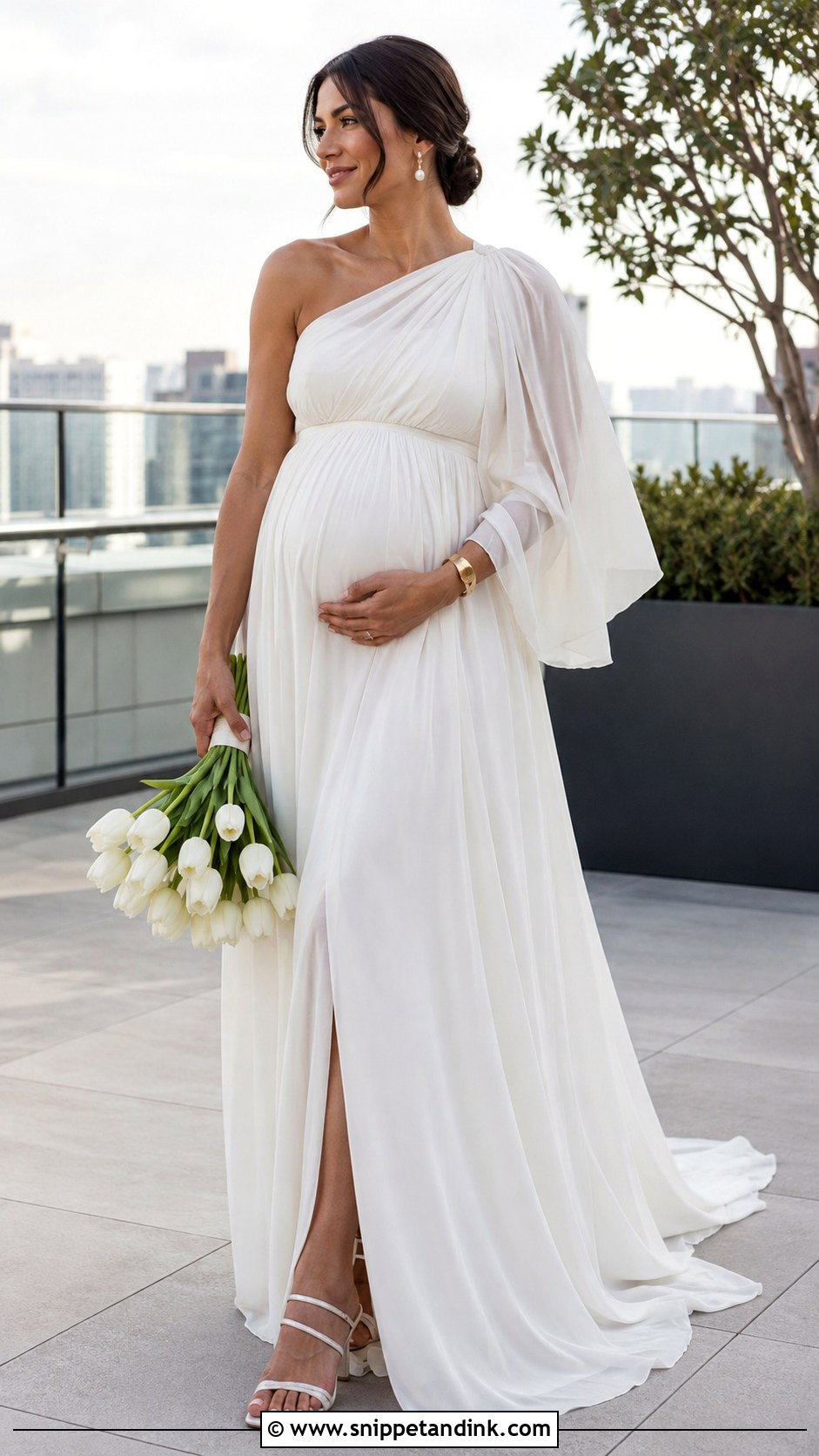One Shoulder Maternity Wedding Dress - Snippet and Ink - 20 Maternity Wedding Dresses Pregnant Brides