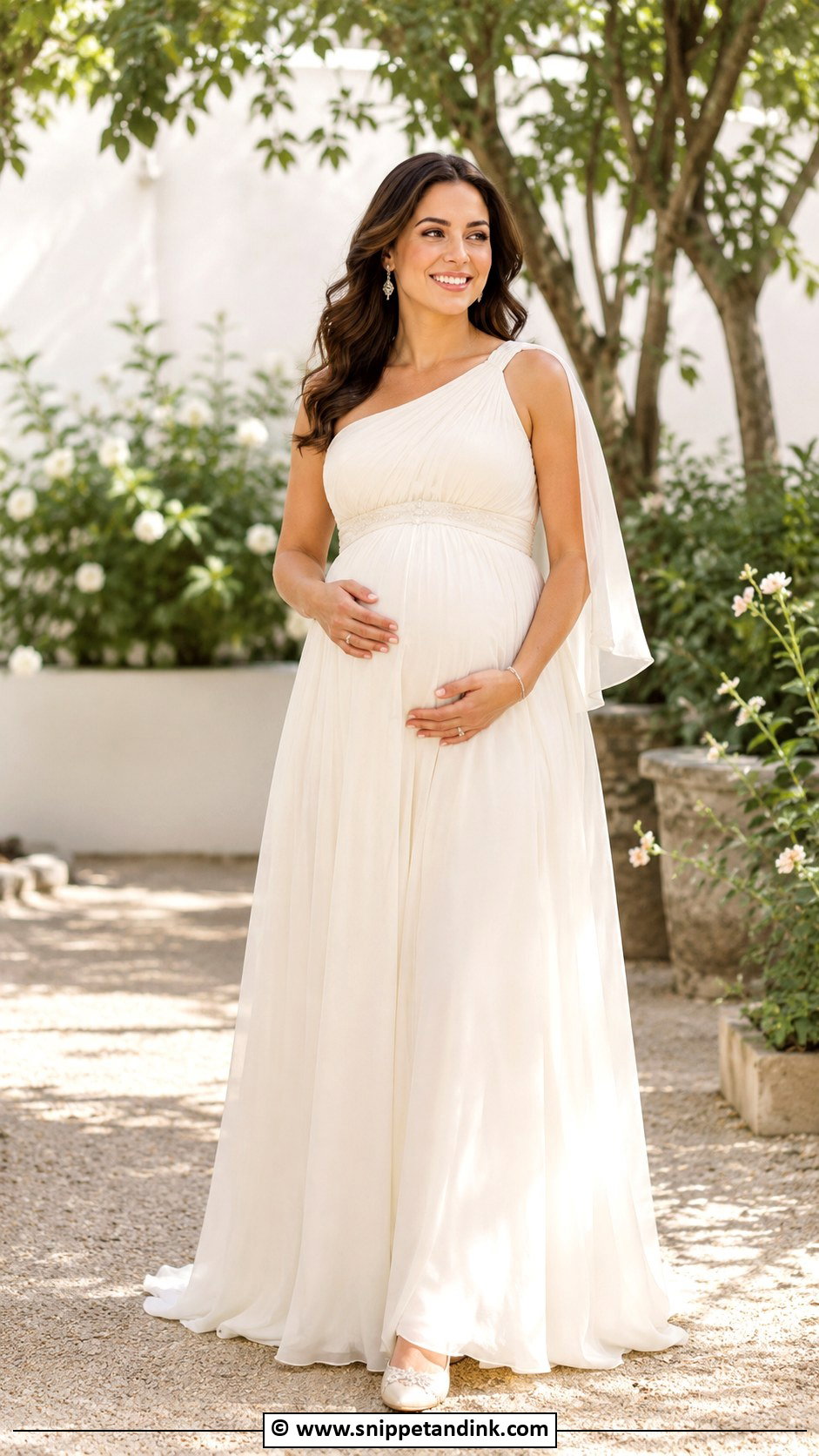 One Shoulder Maternity Wedding Dress - Snippet and Ink - 30 One Shoulder Wedding Dress Ideas