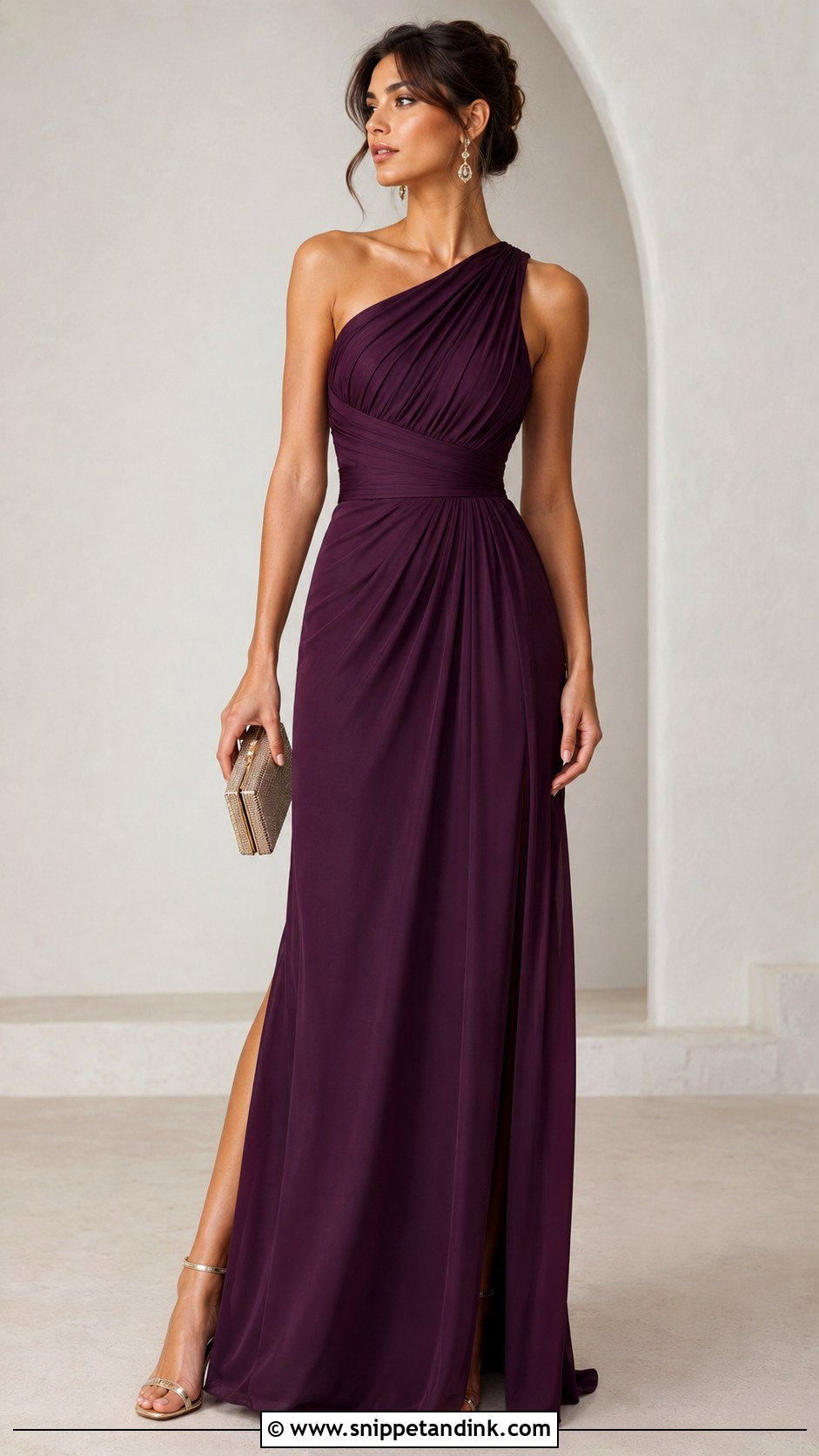 One Shoulder Maxi Dress Wedding Outfit - Snippet and Ink - 25 Latest Wedding Outfits for Women