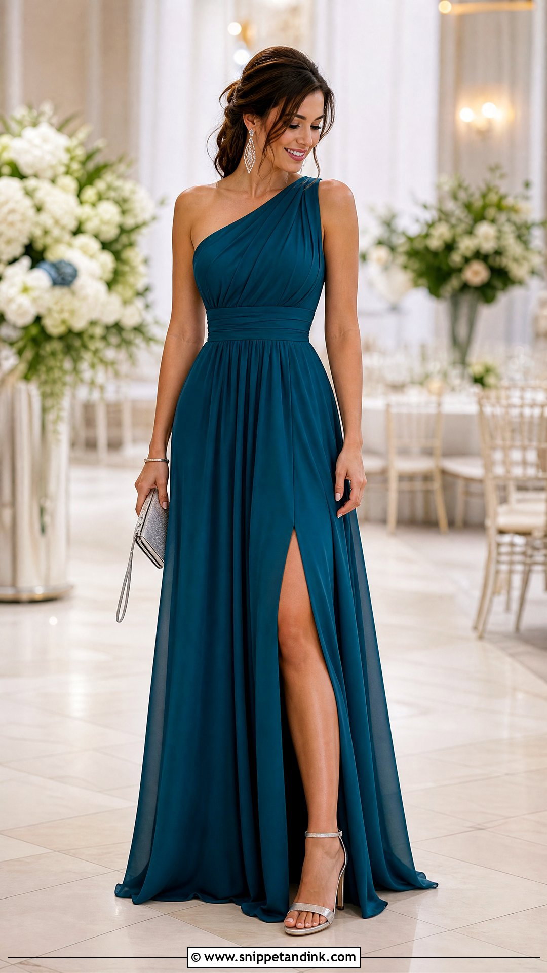 One Shoulder Maxi Wedding Dance Outfit - Snippet and Ink - 20 Wedding Dance Outfit Ideas