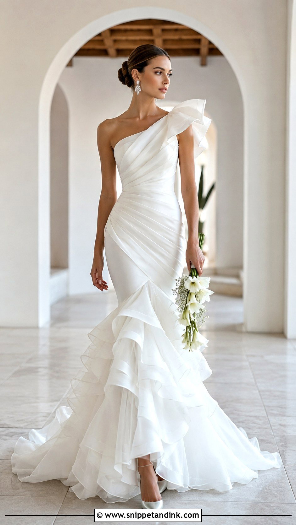 One Shoulder Mermaid Wedding Dress With Ruffles - Snippet and Ink - 20 Mermaid Wedding Dress with Ruffles Ideas