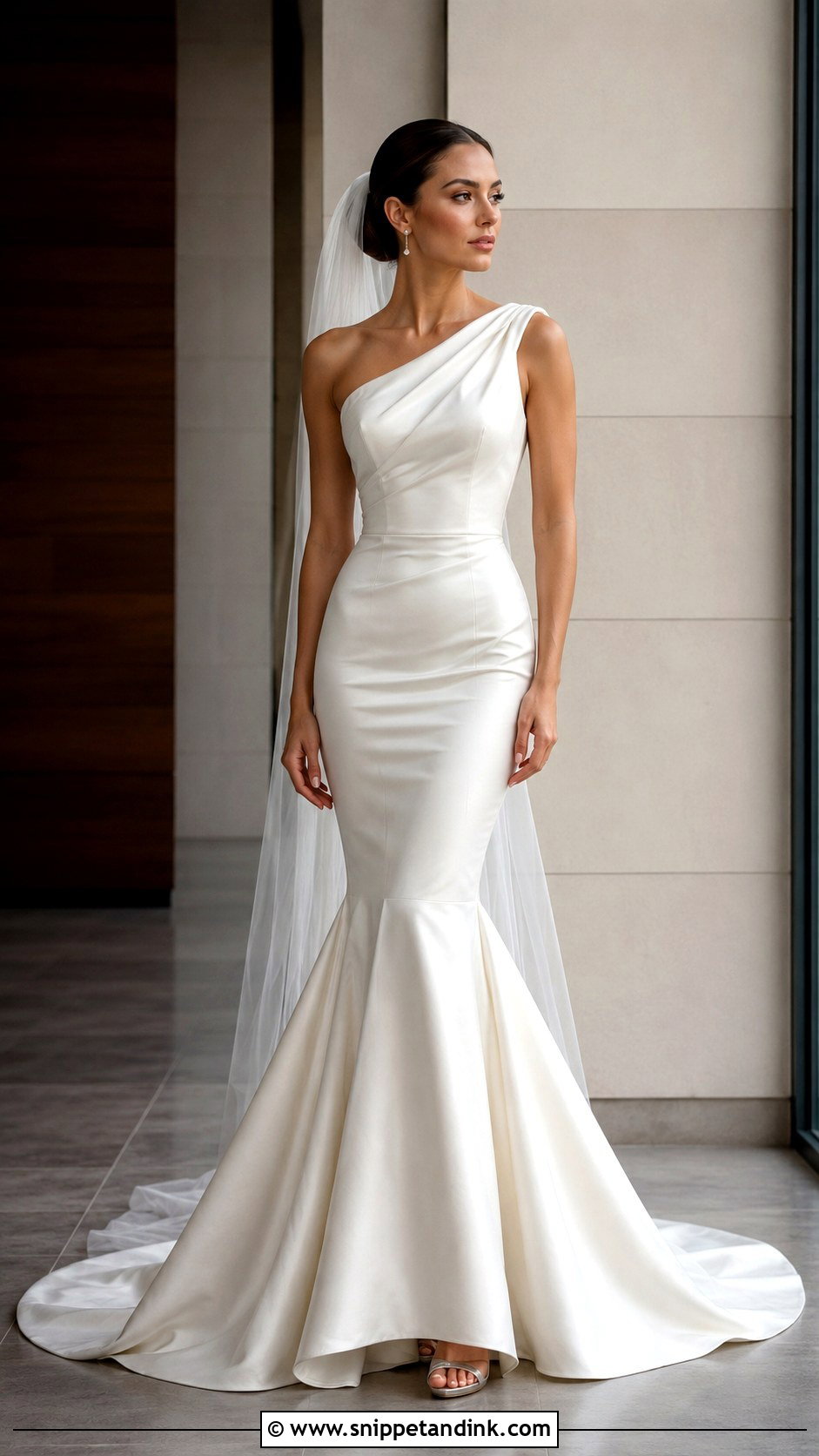 One Shoulder Mermaid Wedding Gown - Snippet and Ink - 20 Mermaid Wedding Gowns