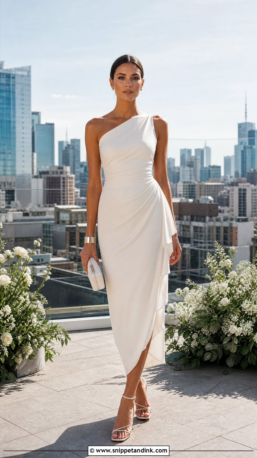 One Shoulder Midi Wedding Dress - Snippet and Ink - 20 Simple Casual Wedding Dress Ideas