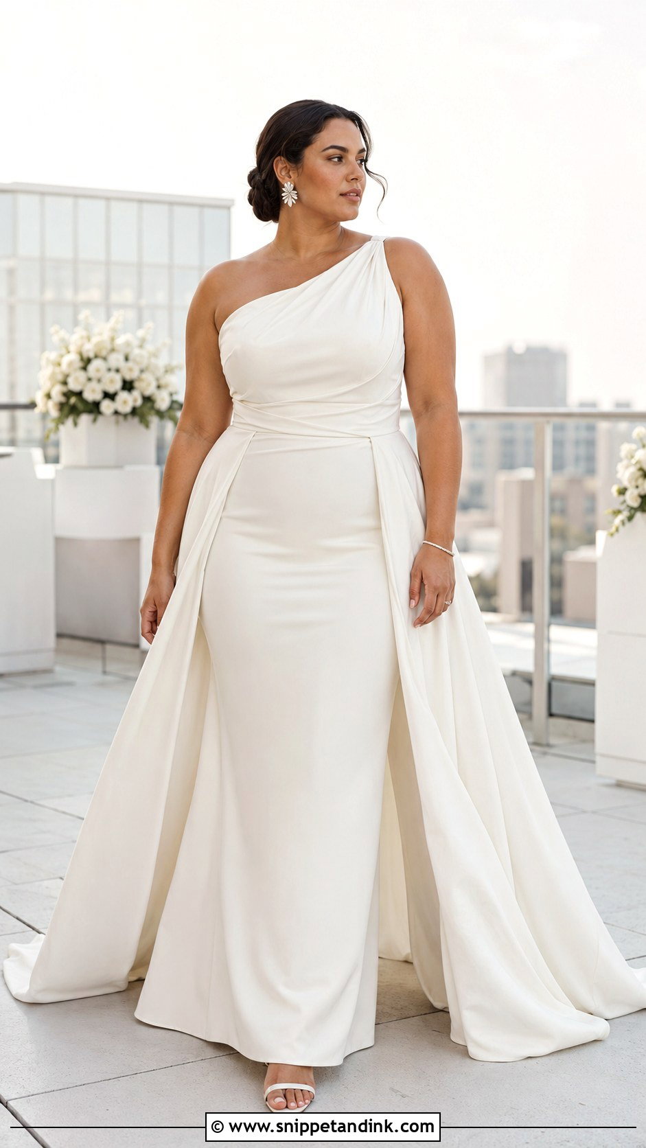 One Shoulder Midsize Wedding Dress - Snippet and Ink - 20 Midsize Wedding Dresses