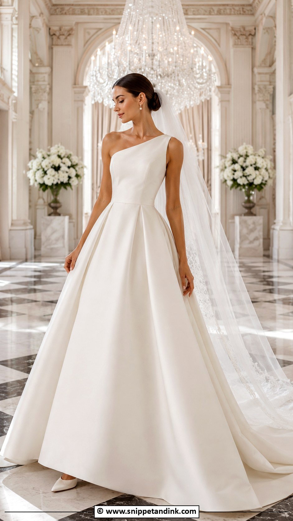 One Shoulder Mikado Wedding Dress - Snippet and Ink - 30 One Shoulder Wedding Dress Ideas