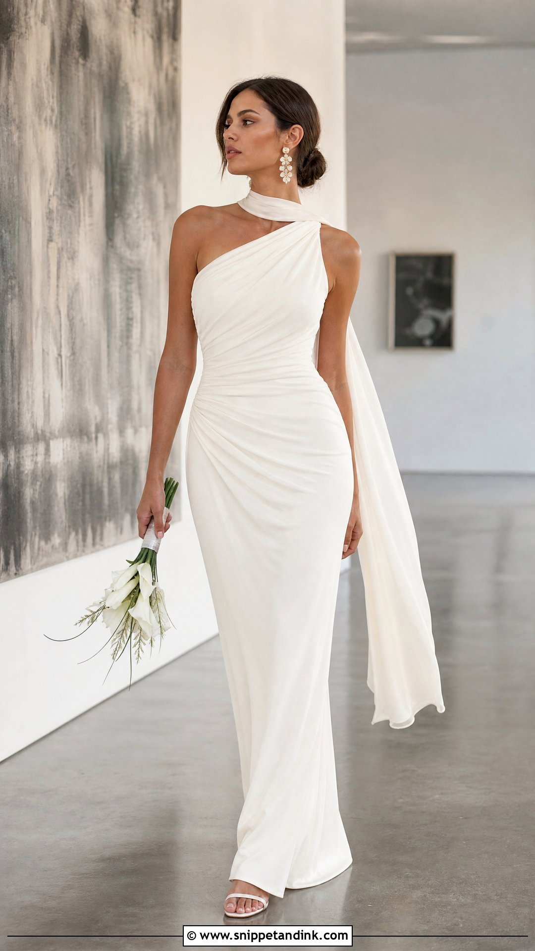 One Shoulder Neck Scarf Wedding Dress - Snippet and Ink - 20 Neck Scarf Wedding Dresses