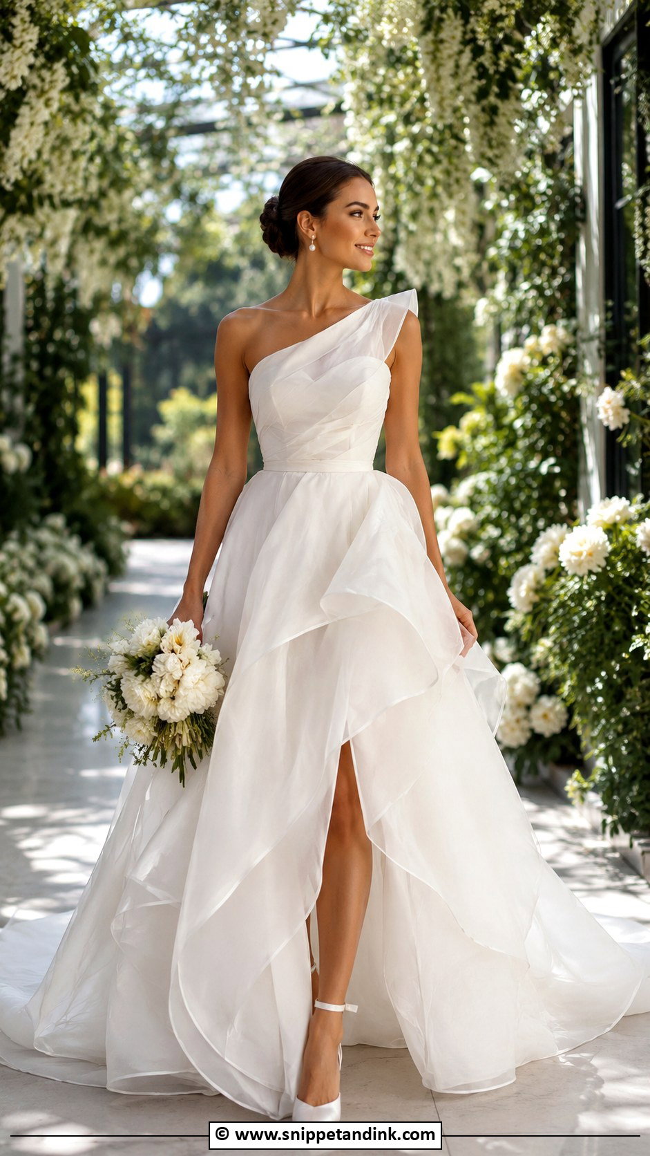 One Shoulder Organza Wedding Dress - Snippet and Ink - 30 One Shoulder Wedding Dress Ideas