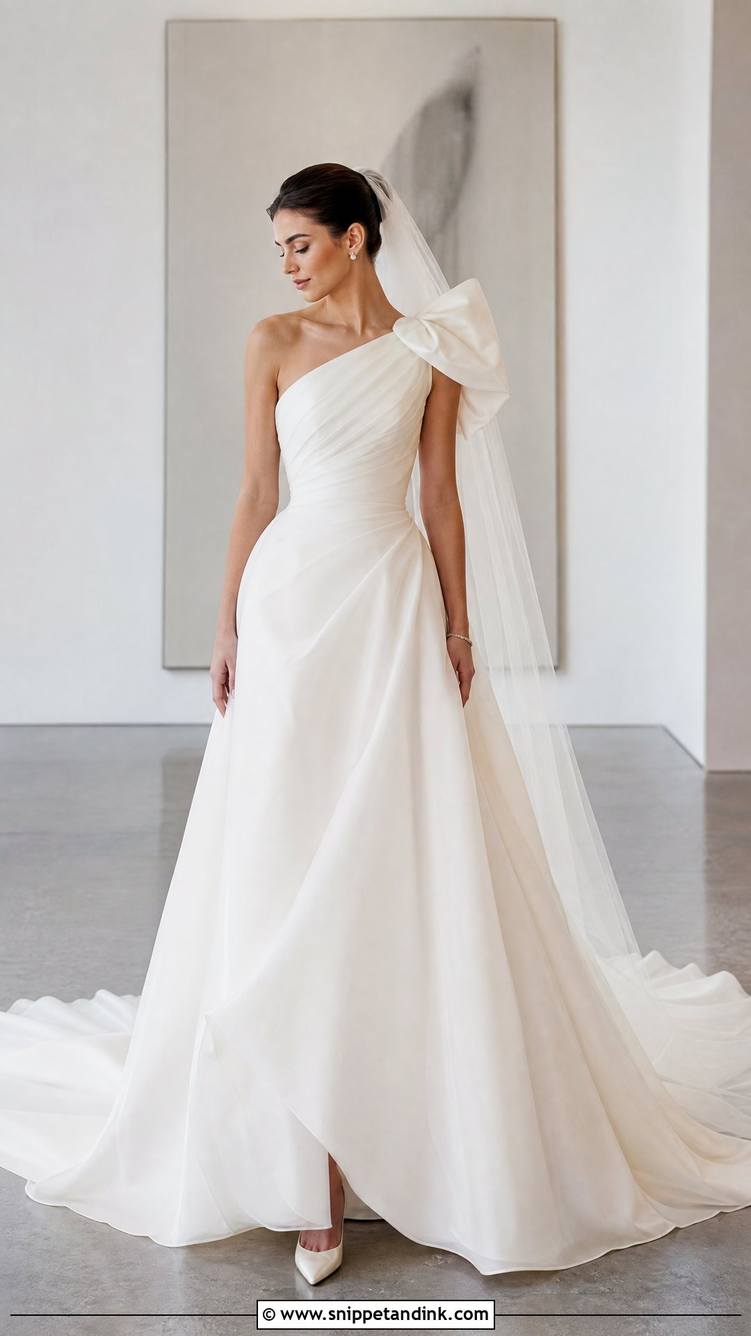 One Shoulder Organza Wedding Gown - Snippet and Ink - 20 Organza Bridal Ideas