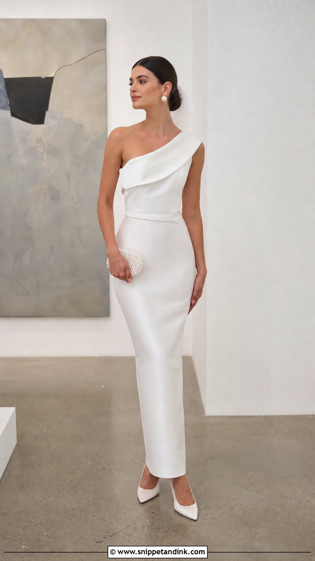 One Shoulder Pencil Wedding Dress - Snippet and Ink - 20 Pencil Wedding Dress Ideas
