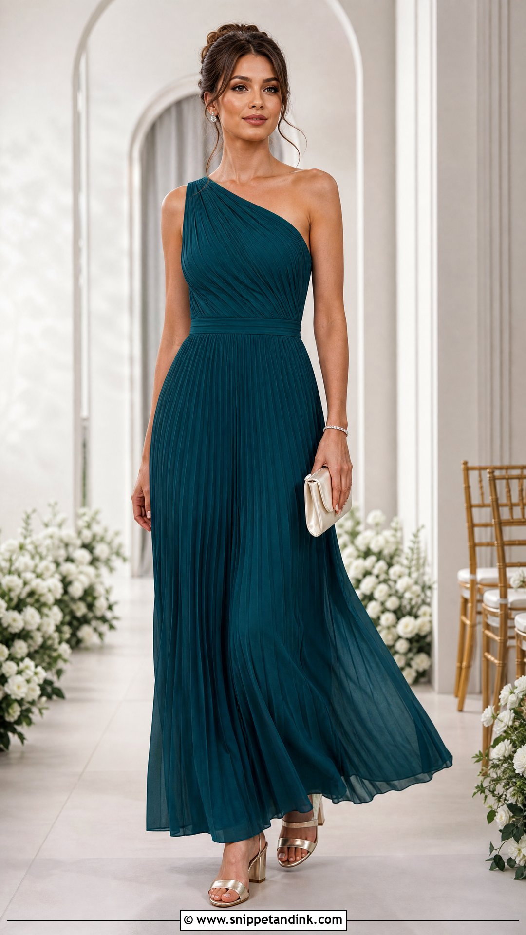 One Shoulder Pleated Bridesmaid Dress - Snippet and Ink - 20 Wedding Maids Dress Designs