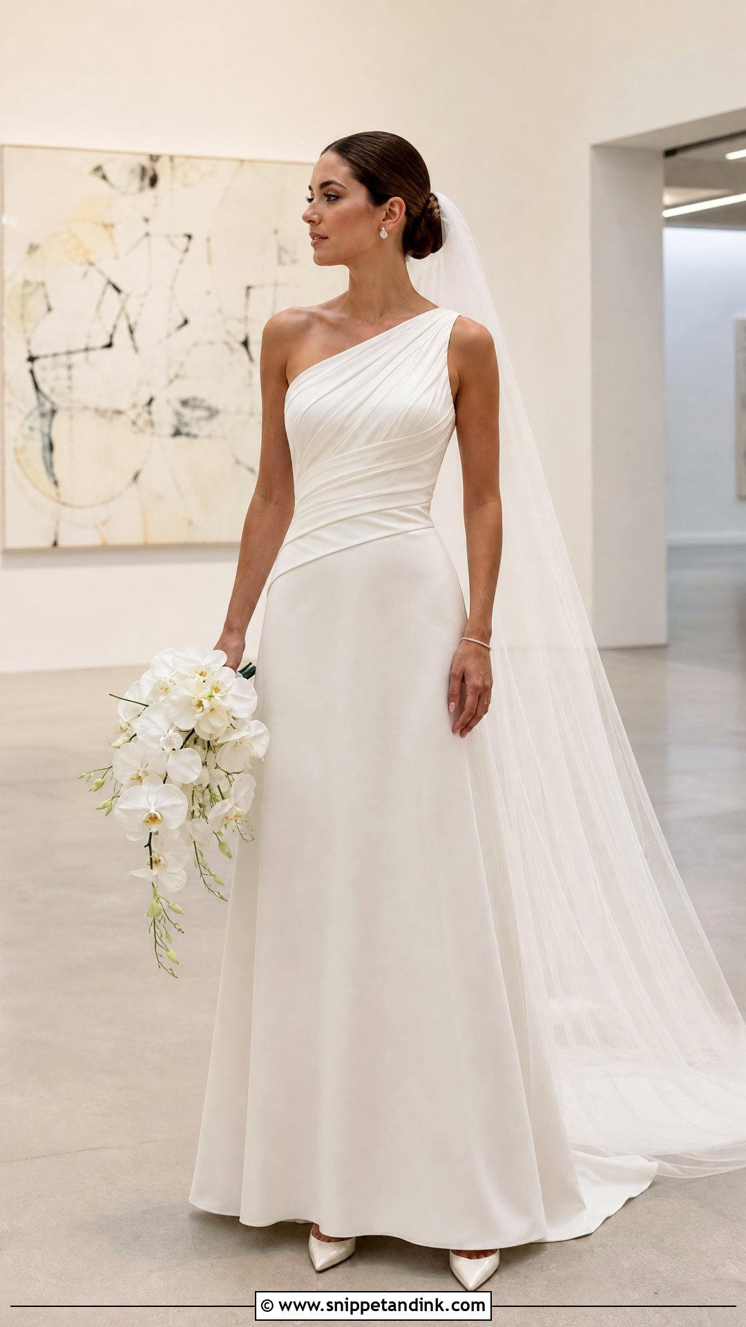 One Shoulder Pleated Wedding Gown - Snippet and Ink - 20 Pleated Wedding Gown Ideas