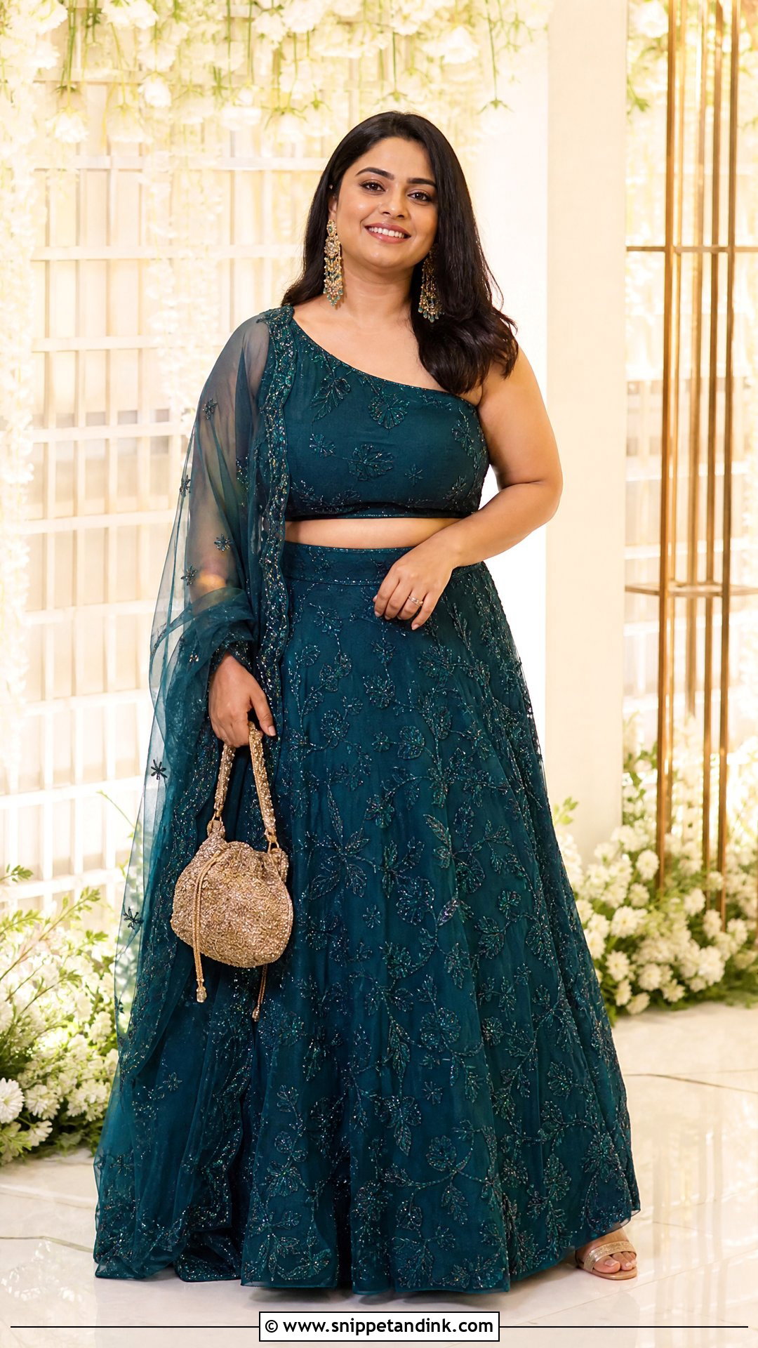 One Shoulder Plus Size Lehenga - Snippet and Ink - 20 One Shoulder Indian Wedding Dress Ideas