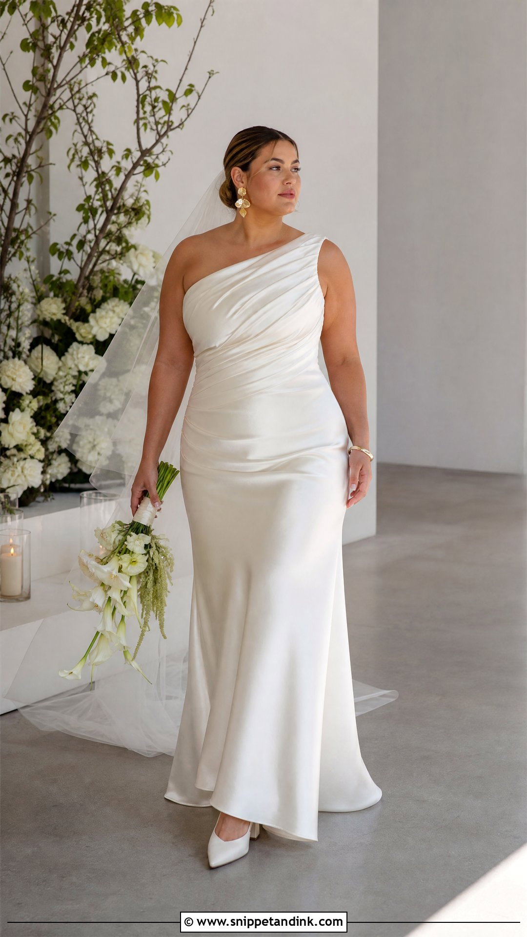One Shoulder Plus Size Wedding Dress - Snippet and Ink - 20 Plus Sized Wedding Dress Ideas