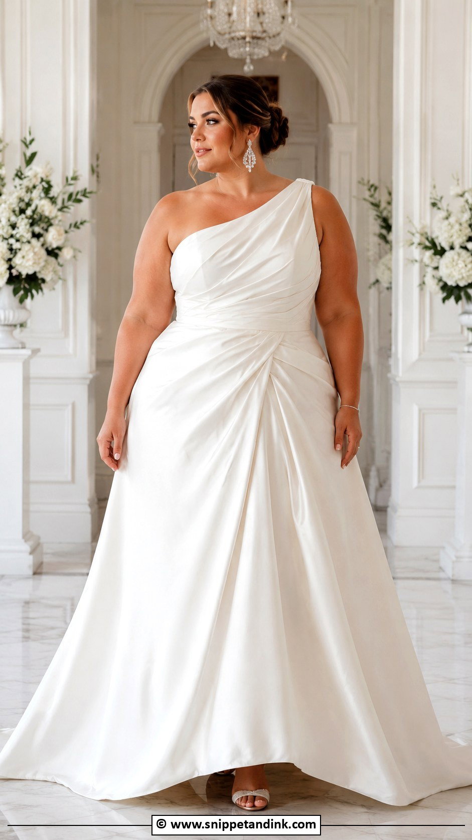 One Shoulder Plus Size Wedding Dress - Snippet and Ink - 30 One Shoulder Wedding Dress Ideas