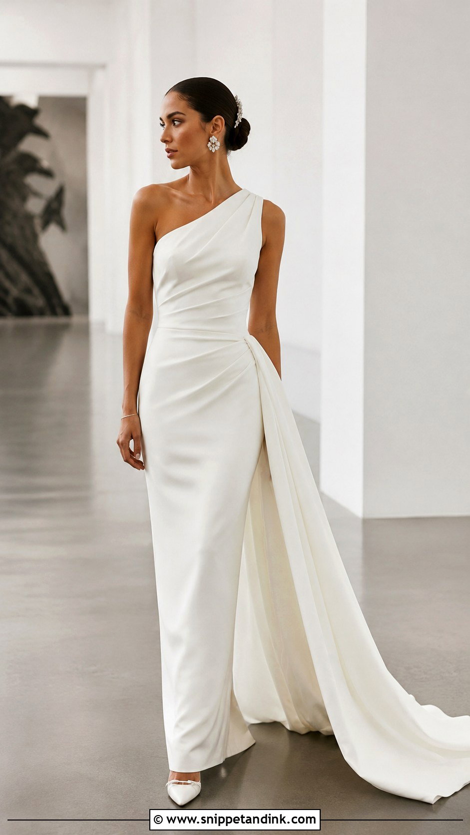 One Shoulder Removable Train Wedding Dress - Snippet and Ink - 20 Removable Train Wedding Dress Ideas