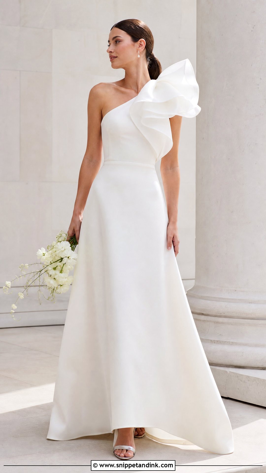 One Shoulder Ruffle Bridal Gown - Snippet and Ink - 20 Ruffle Bridal Gown Ideas