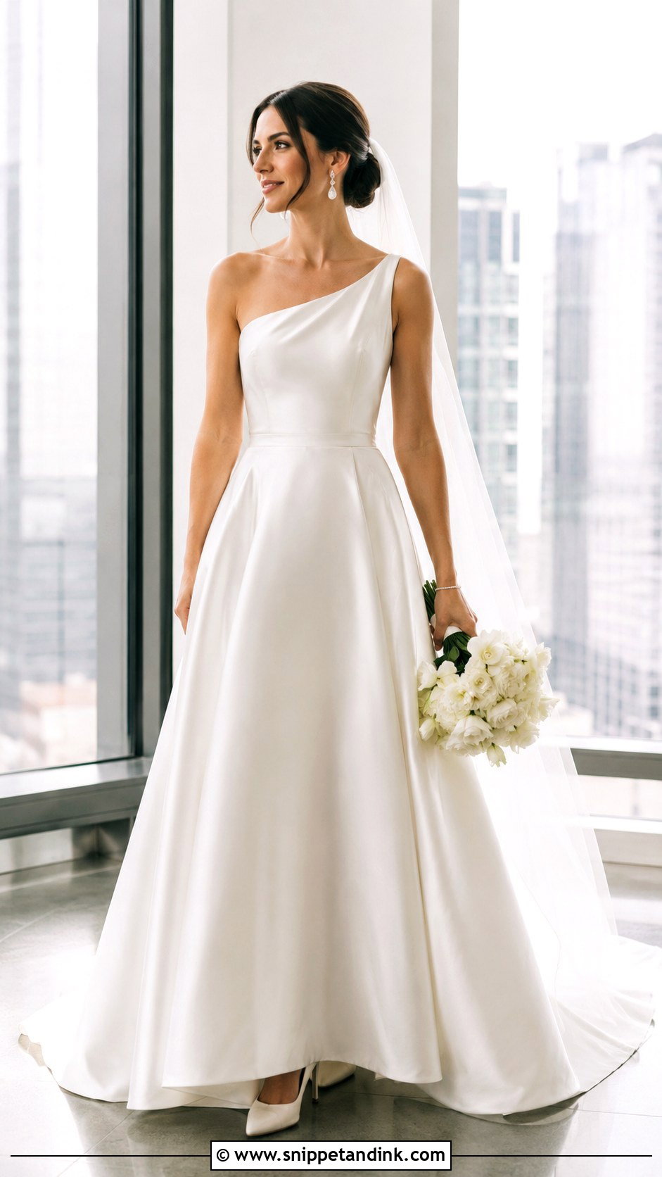 One Shoulder Satin A Line Wedding Dress - Snippet and Ink - 25 Satin a Line Wedding Dress Ideas