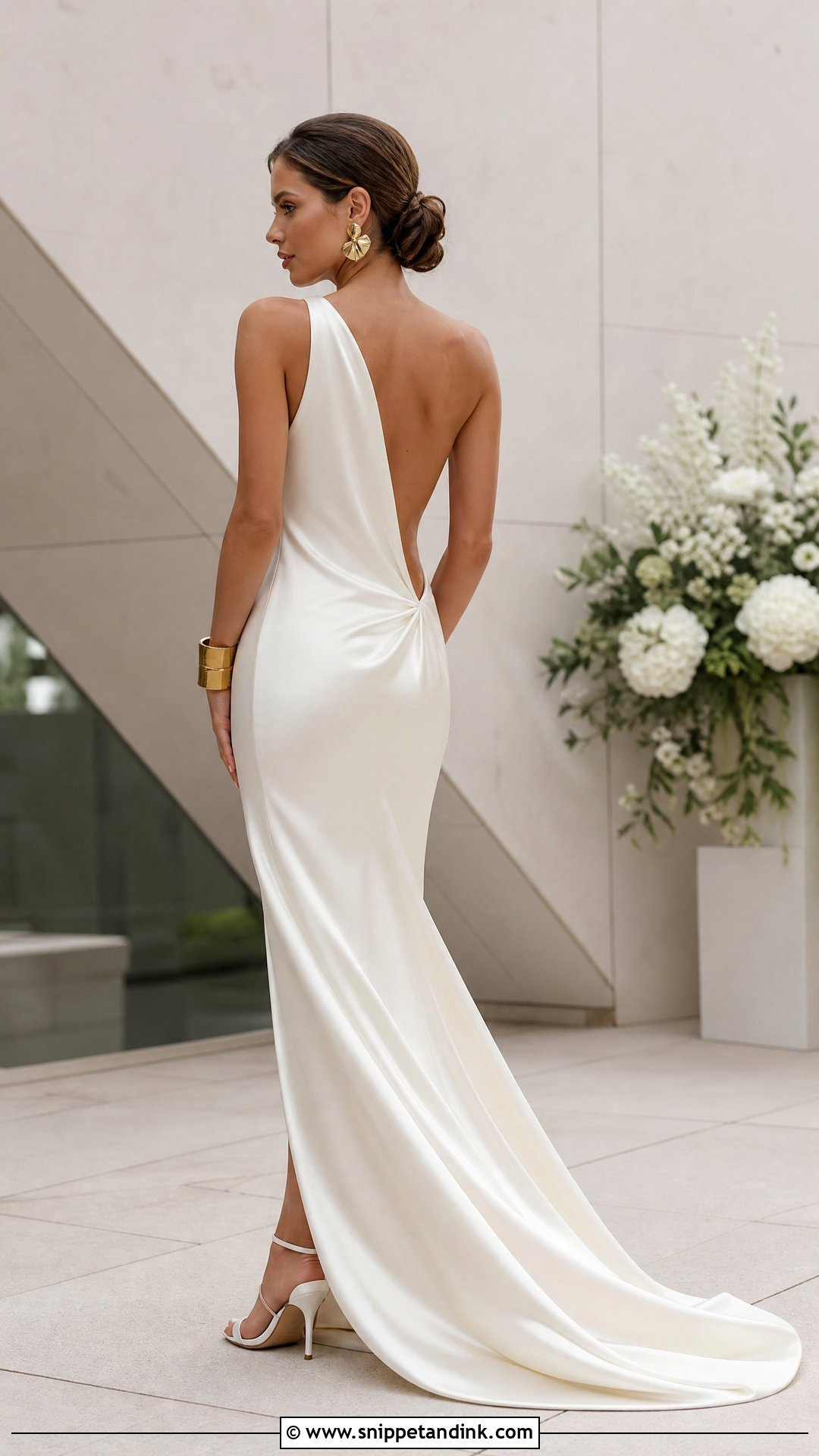 One Shoulder Satin Backless Wedding Dress - Snippet and Ink - 20 Satin Backless Wedding Dress Ideas