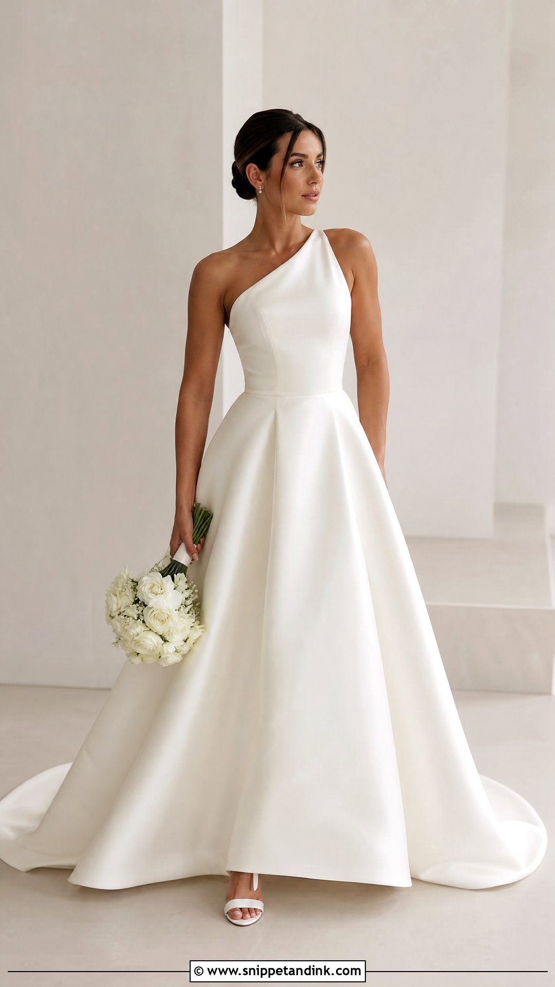 One Shoulder Satin Ball Gown Wedding Dress - Snippet and Ink - 25 Satin Ball Gown Wedding Dress Ideas