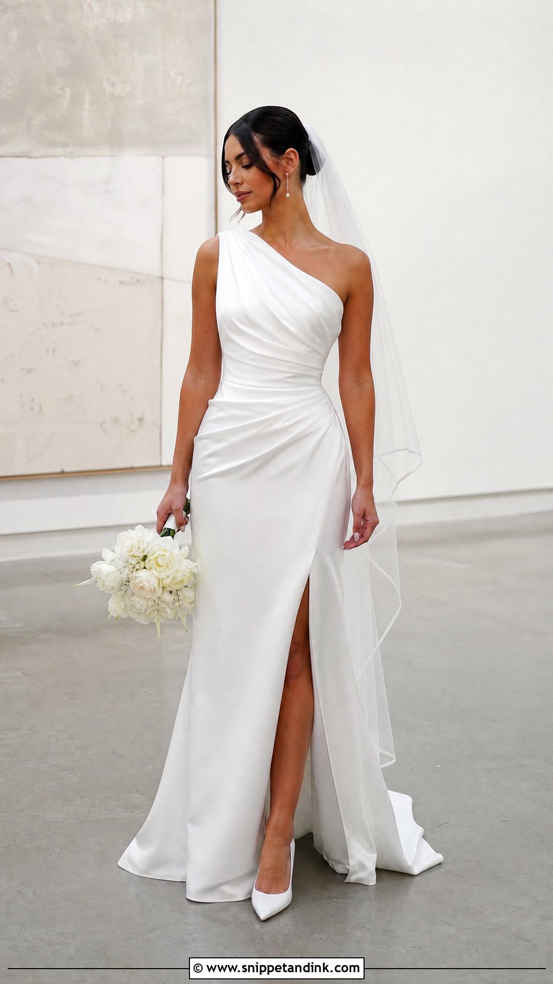 One Shoulder Satin Bridal Dress - Snippet and Ink - 20 Satin Bridal Dress Ideas