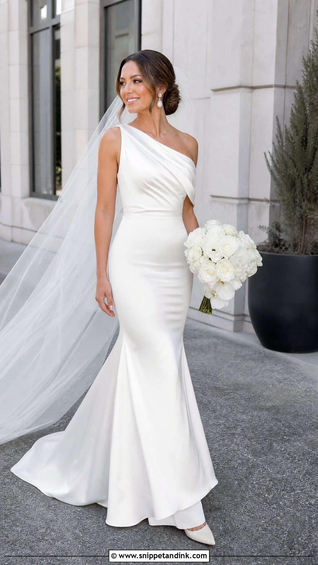 One Shoulder Satin Fitted Wedding Dress - Snippet and Ink - 20 Satin Fitted Wedding Dress Ideas