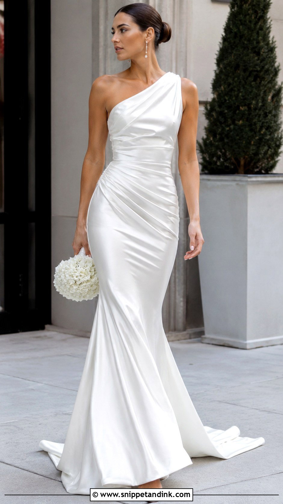 One Shoulder Satin Mermaid Wedding Dress - Snippet and Ink - 25 Satin Mermaid Wedding Dress Ideas