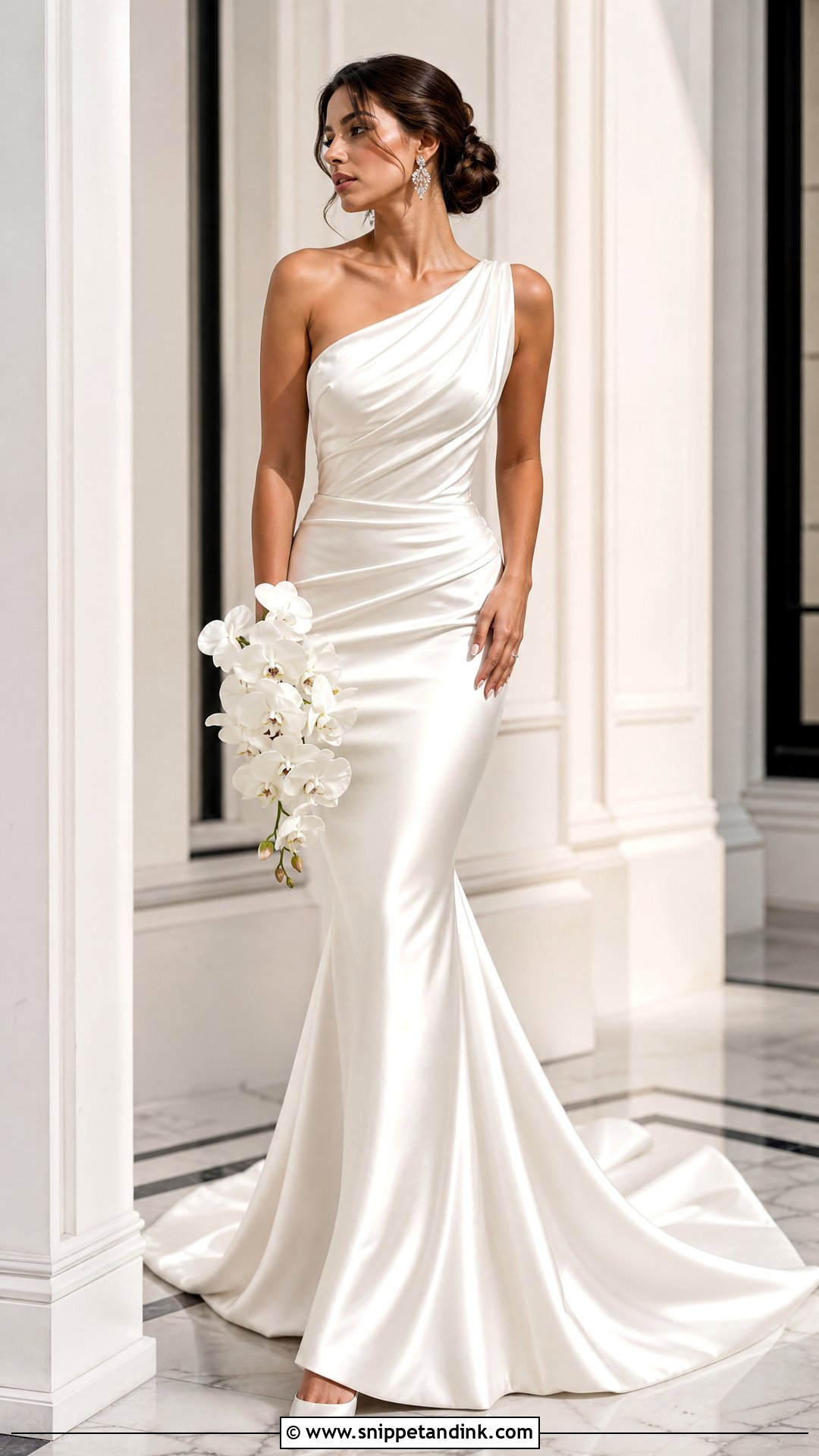 One Shoulder Satin Mermaid Wedding Gown - Snippet and Ink - 20 Satin Wedding Gown Mermaid Ideas