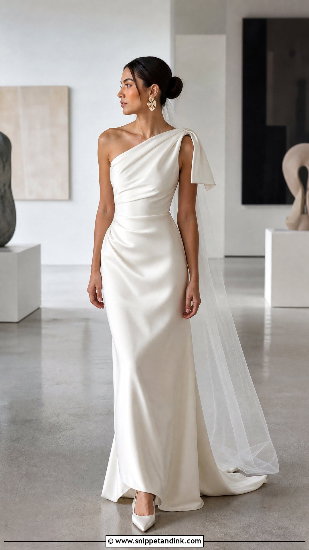 One Shoulder Satin Wedding Dress - Snippet and Ink - 20 Silky Satin Wedding Dress Ideas