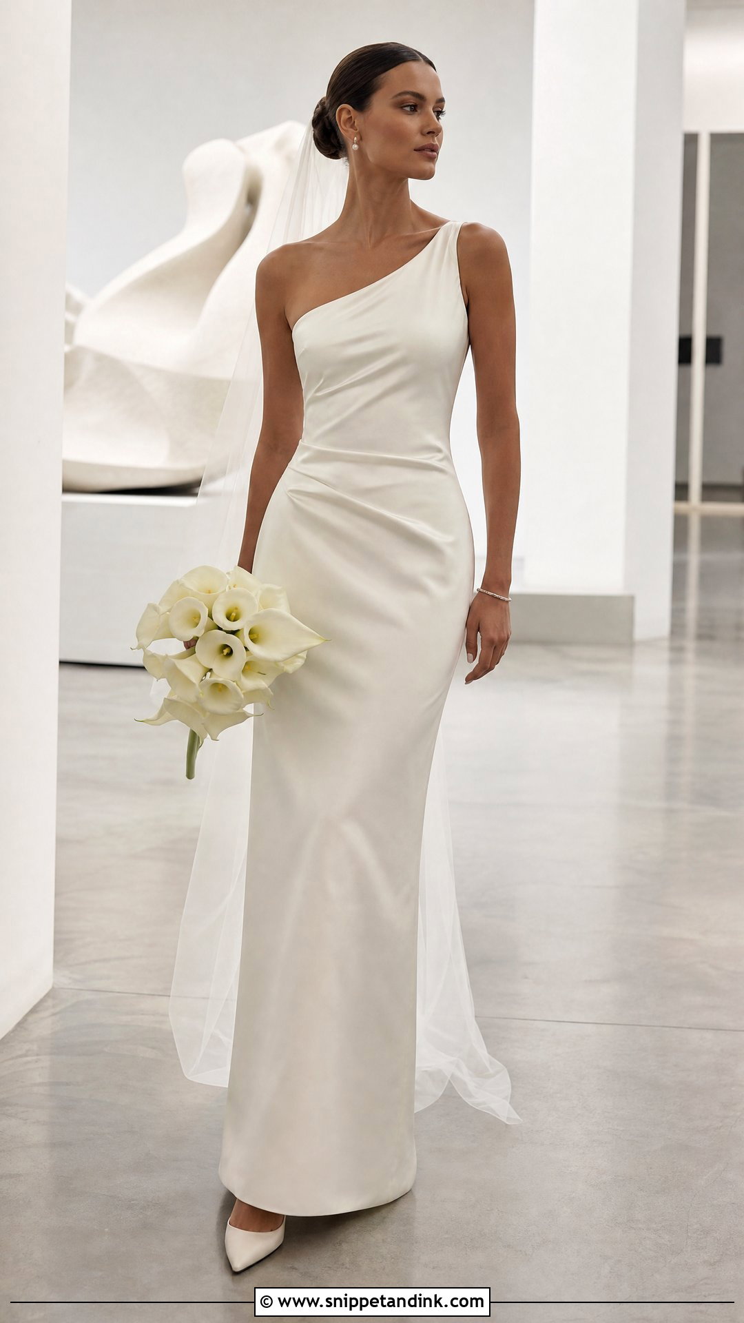 One Shoulder Satin Wedding Dress - Snippet and Ink - 20 Stain Wedding Dress Ideas