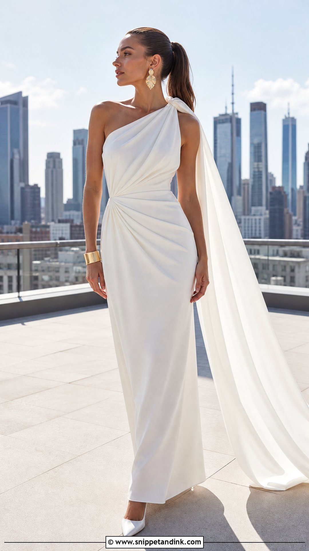 One Shoulder Scarf Wedding Dress - Snippet and Ink - 20 Scarf Wedding Dresses