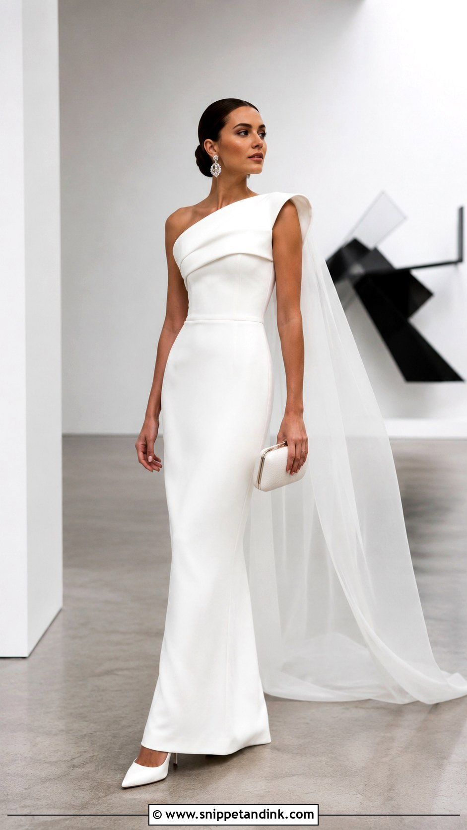 One Shoulder Sculptural Bridal Gown - Snippet and Ink - 20 Contemporary Bridal Ideas