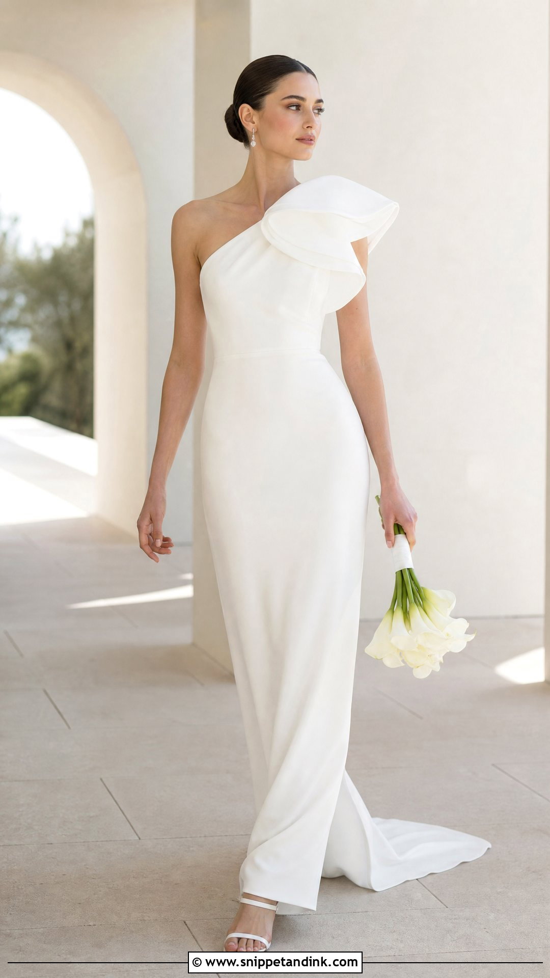 One Shoulder Sculptural Wedding Dress - Snippet and Ink - 20 Sculptural Wedding Dress Ideas