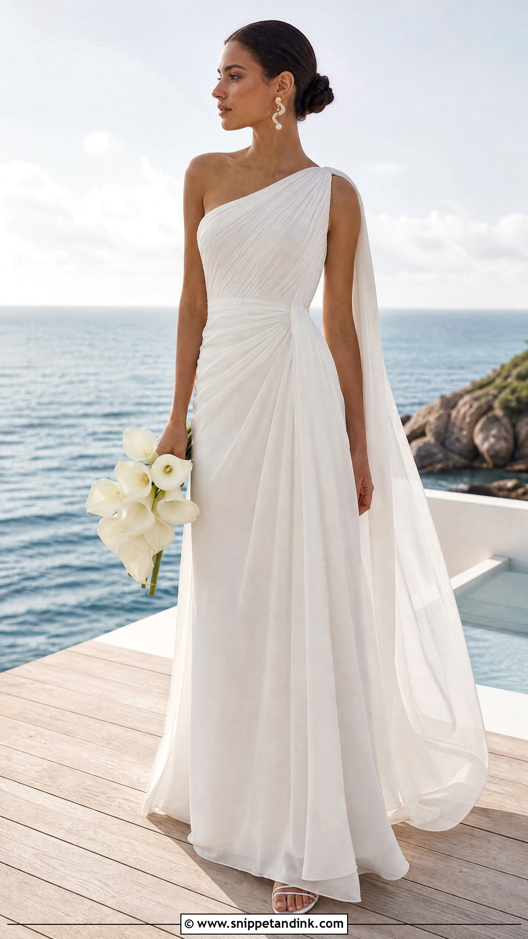 One Shoulder Sea Wedding Dress - Snippet and Ink - 20 Sea Wedding Dress Ideas