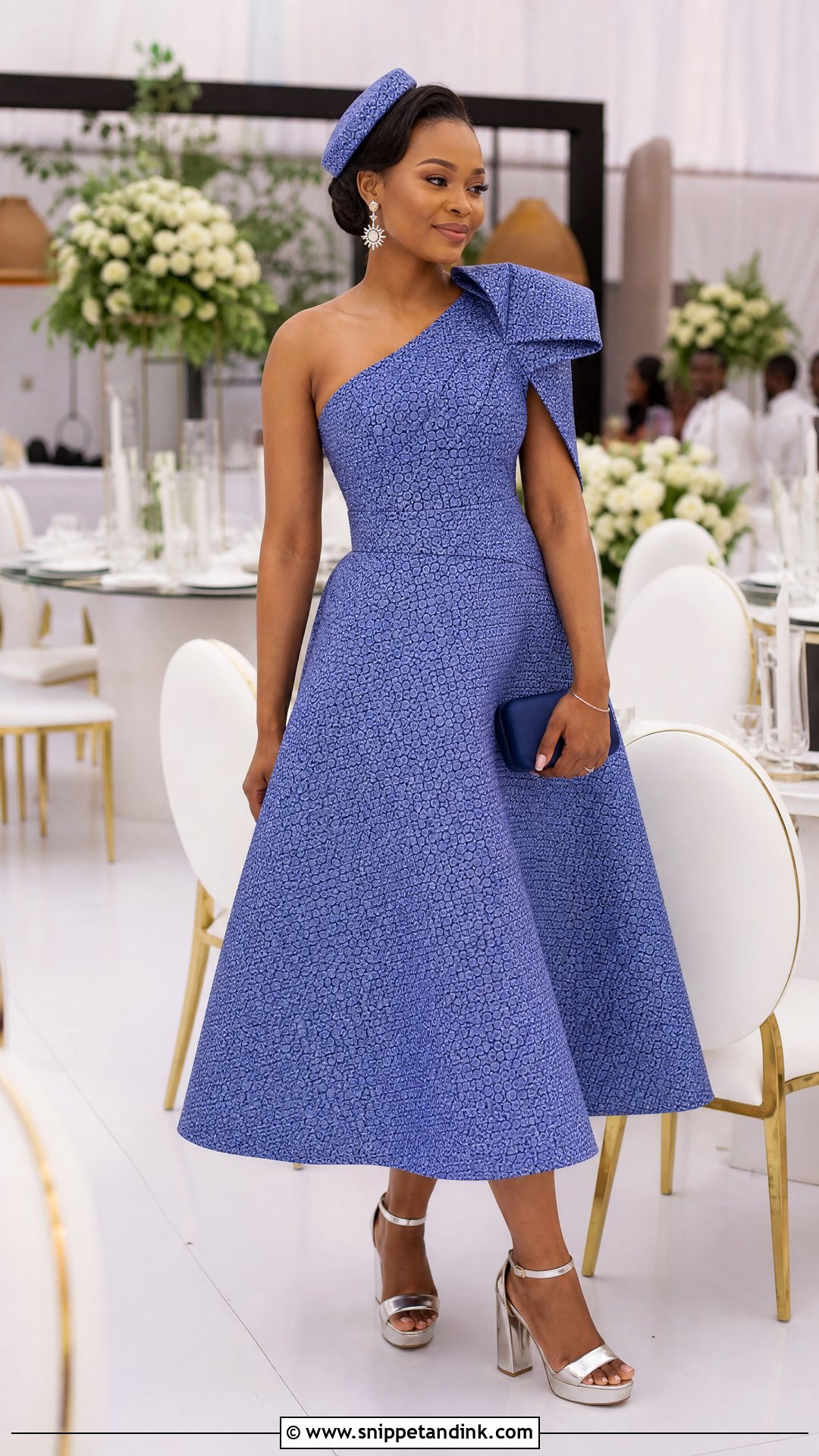 One Shoulder Shweshwe Wedding Dress - Snippet and Ink - 20 Shweshwe Dresses South Africa Traditional Weddings
