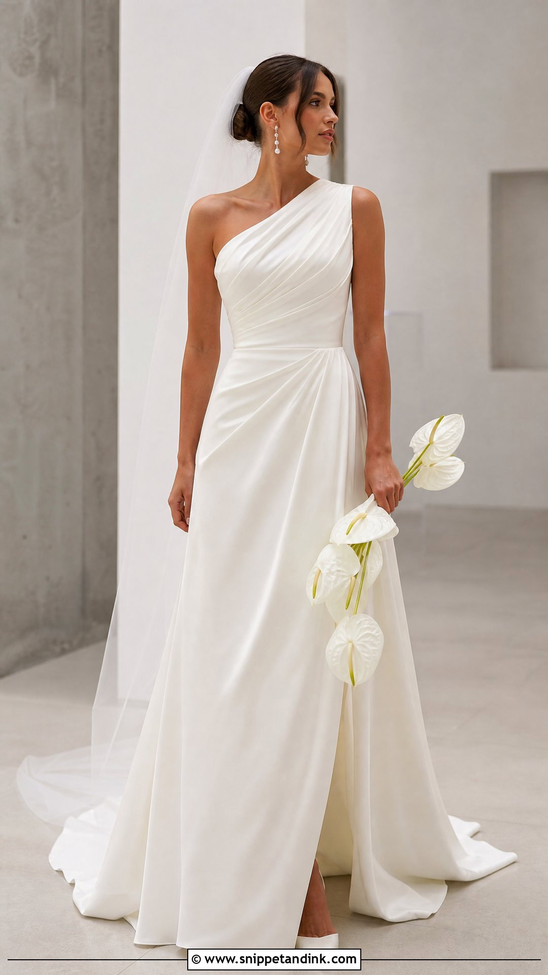 One Shoulder Silk Bridal Gown - Snippet and Ink - 20 Silk Bridal Gown Ideas