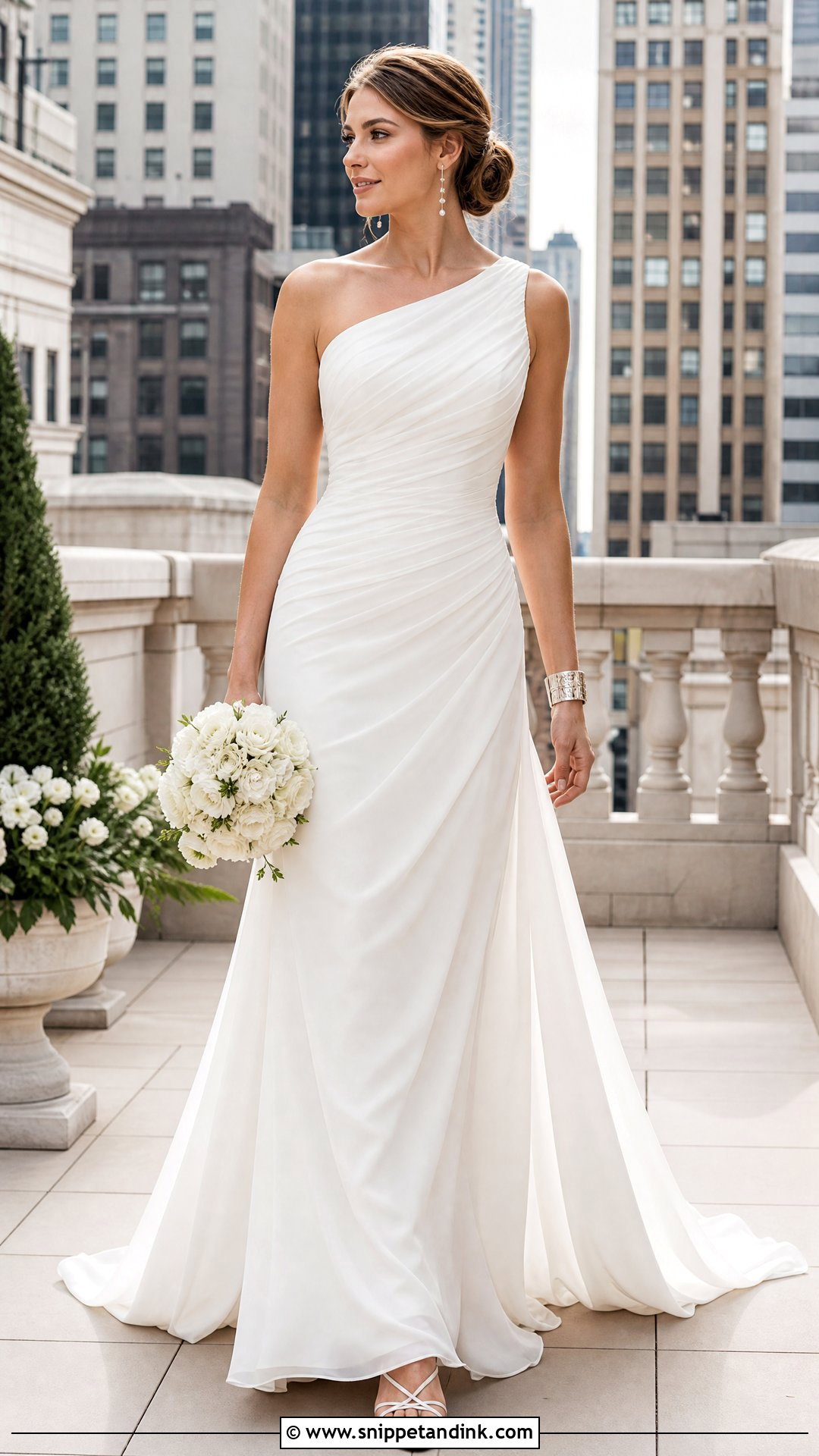One Shoulder Silk Chiffon Wedding Dress - Snippet and Ink - 20 Silk Chiffon Wedding Dress Ideas