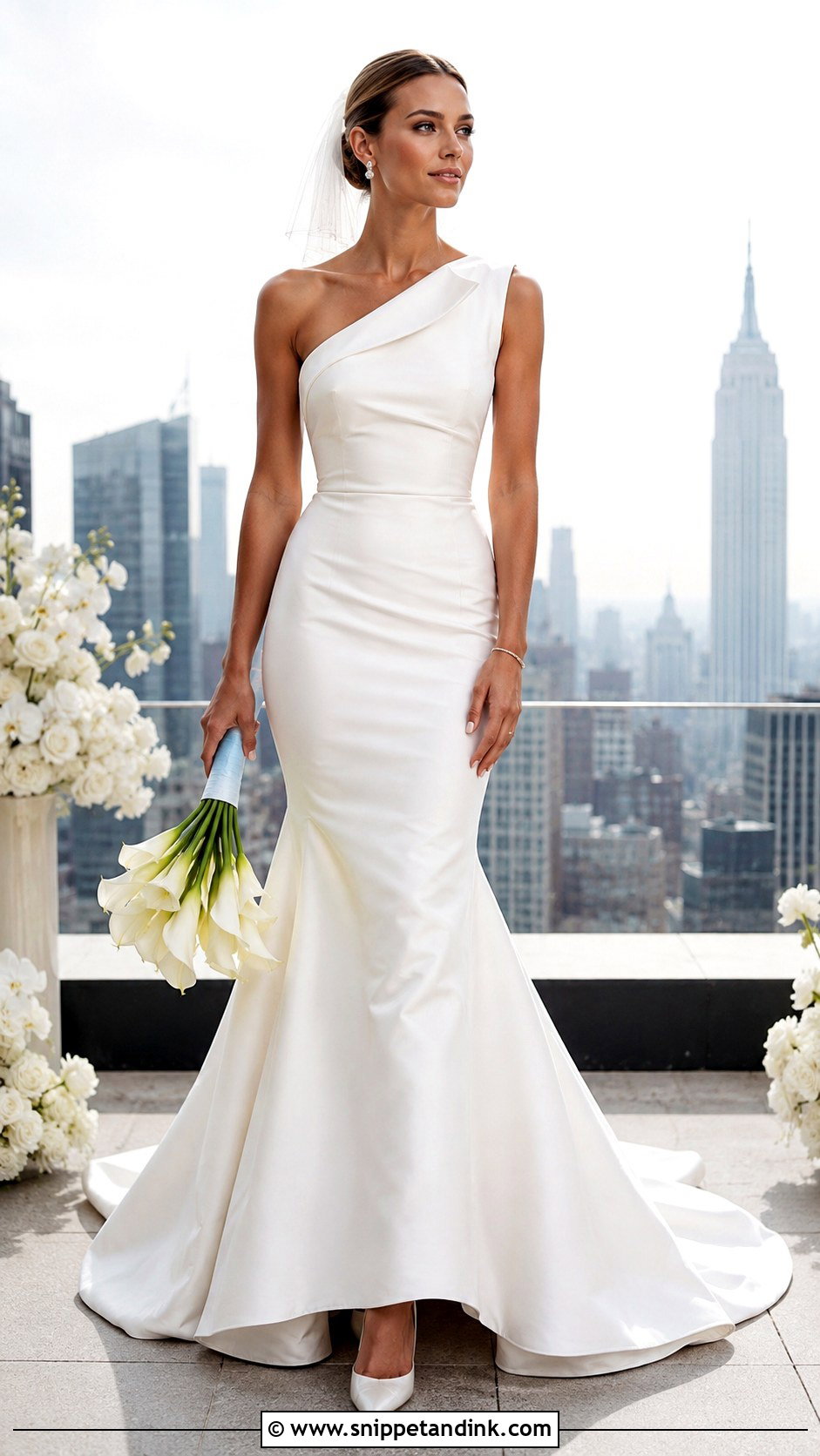 One Shoulder Silk Mermaid Wedding Dress - Snippet and Ink - 20 Silk Mermaid Wedding Dress Ideas