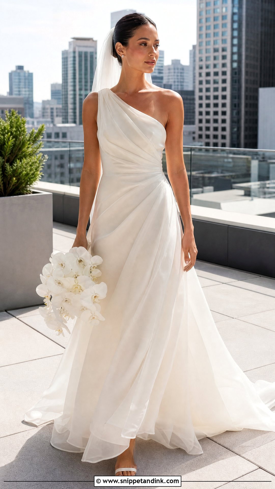 One Shoulder Silk Organza Wedding Dress - Snippet and Ink - 20 Silk Organza Wedding Dress Ideas
