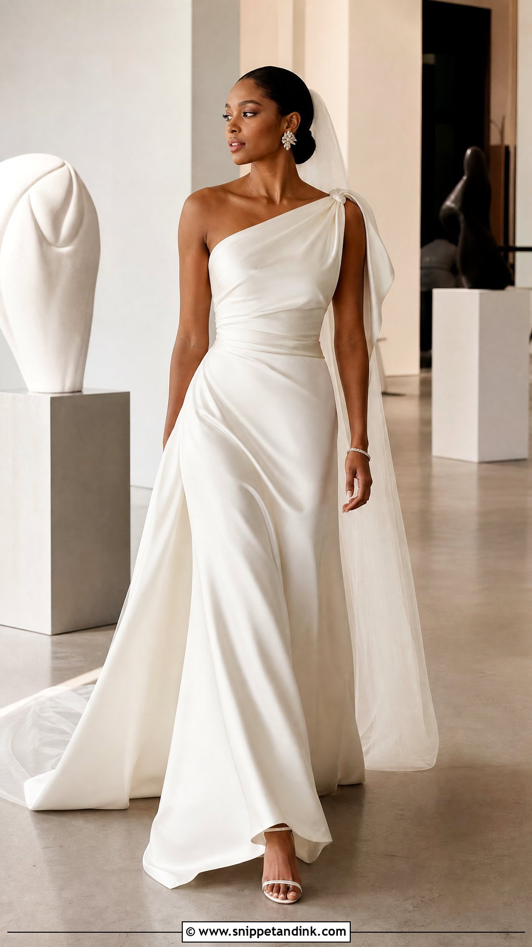 One Shoulder Silk Satin Wedding Dress - Snippet and Ink - 20 Silk Satin Wedding Dresses