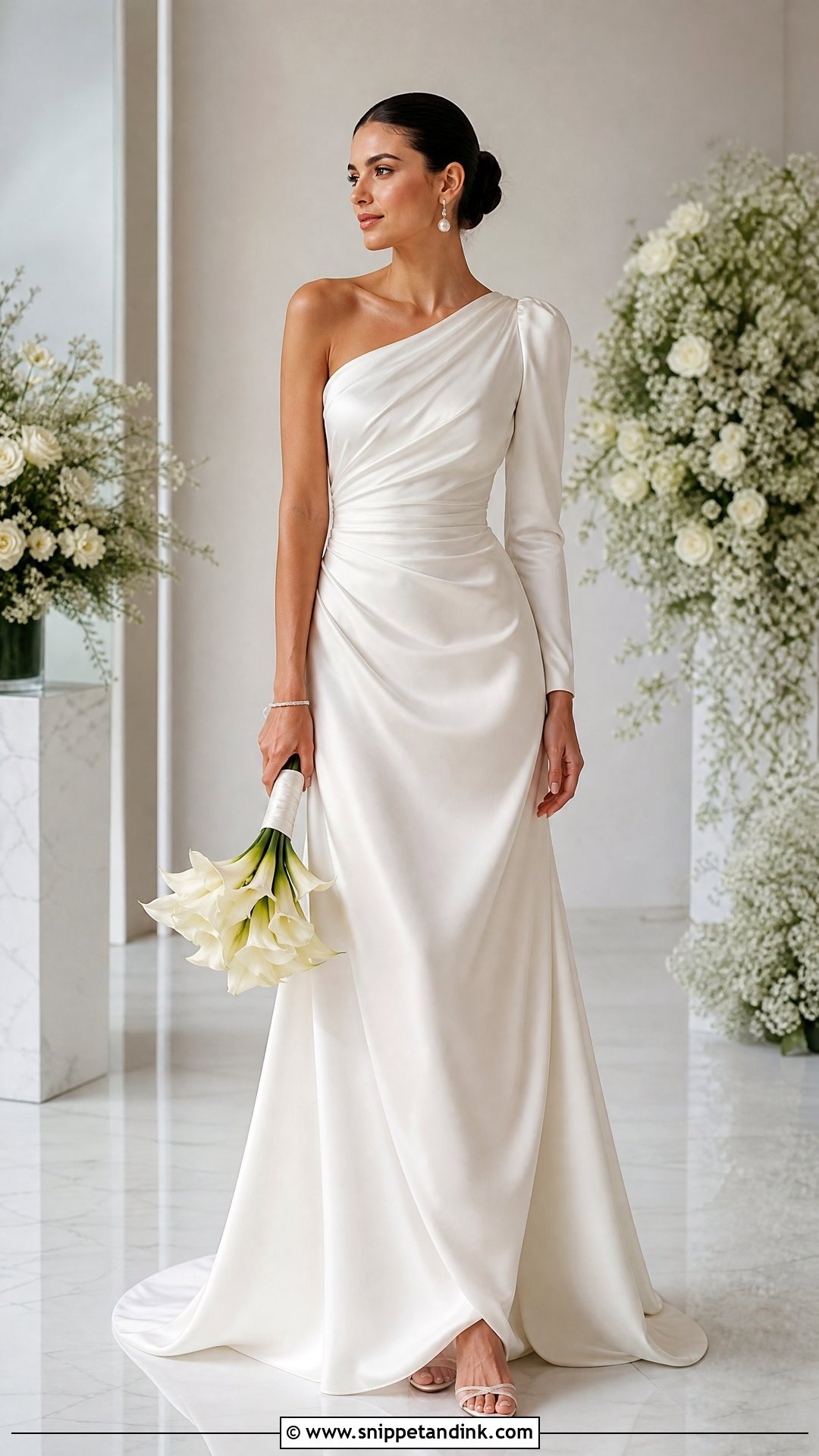 One Shoulder Silk Satin Wedding Dress - Snippet and Ink - 20 Silk Satin Wedding Dress Ideas