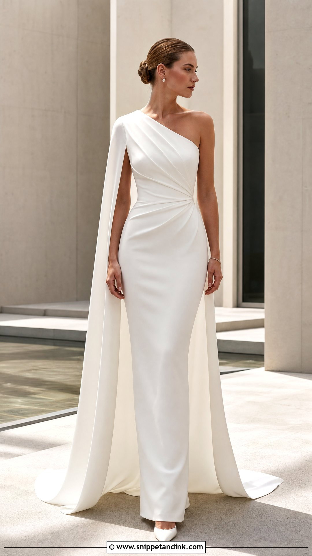 One Shoulder Slim Wedding Dress - Snippet and Ink - 20 Slim Wedding Dresses