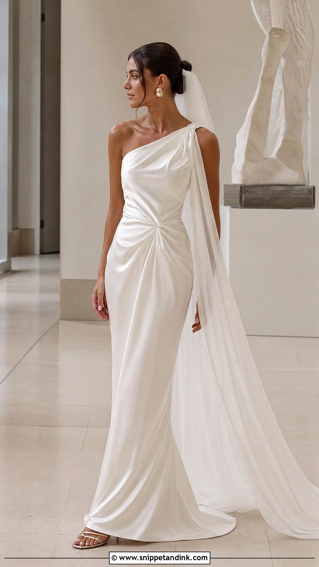 One Shoulder Slinky Wedding Dress - Snippet and Ink - 20 Slinky Wedding Dress Ideas