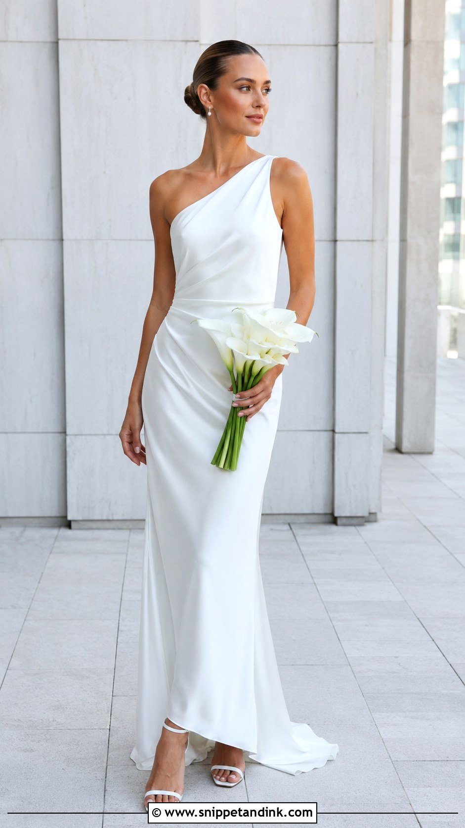 One Shoulder Slip Wedding Dress - Snippet and Ink - 25 Slip Wedding Dress Ideas