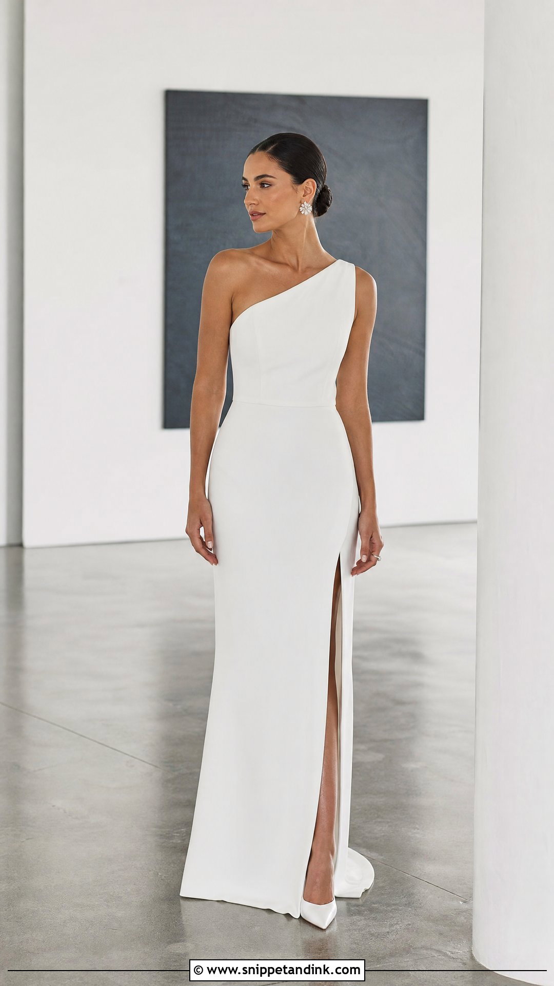 One Shoulder Straight Wedding Gown - Snippet and Ink - 20 Straight Wedding Gown Ideas