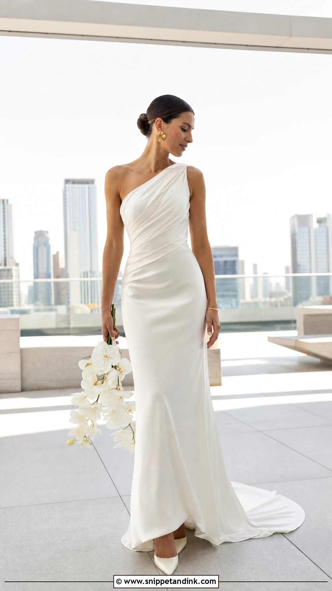 One Shoulder Sweep Train Wedding Dress - Snippet and Ink - 20 Sweep Train Wedding Dress Ideas
