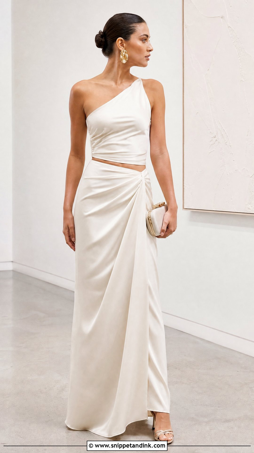 One Shoulder Top And Draped Skirt Bridal Separates - Snippet and Ink - 25 Bridal Separates Ideas