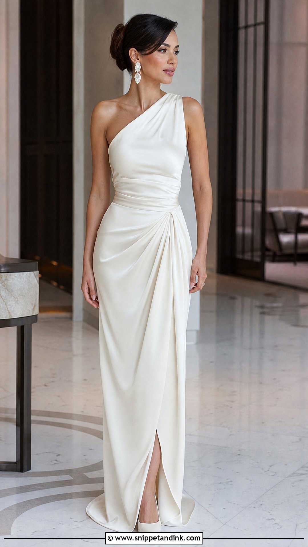 One Shoulder Top And Draped Skirt Wedding Dress - Snippet and Ink - 20 Skirt Wedding Dress Ideas