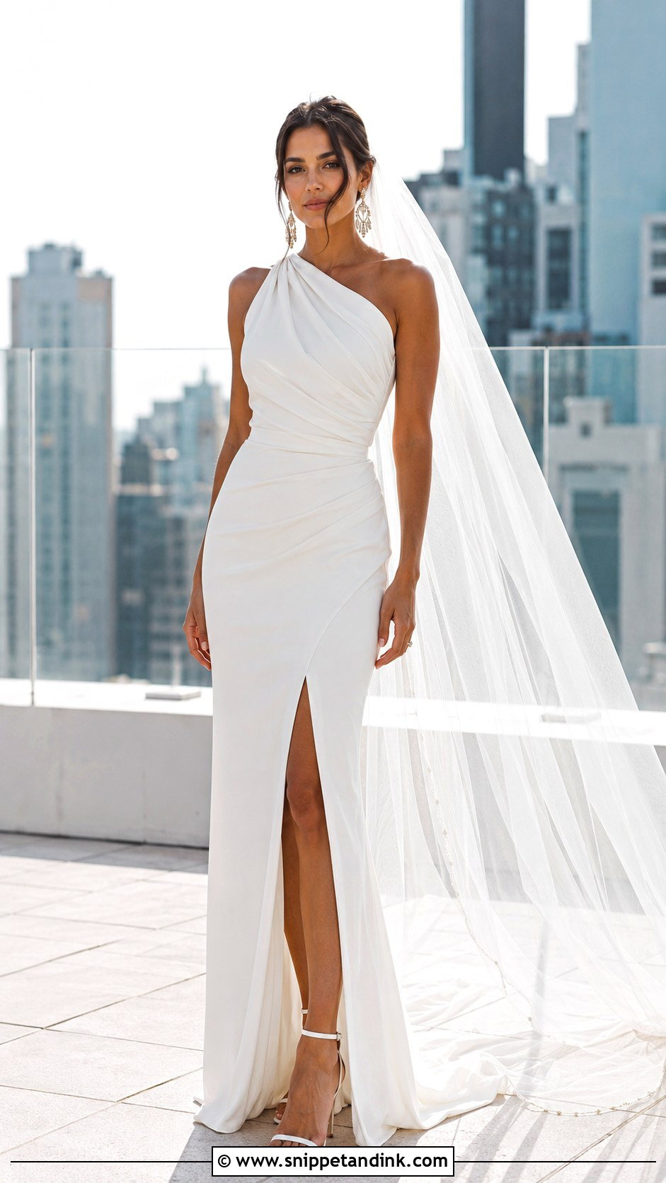 One Shoulder Top and Slit Bridal Skirt - Snippet and Ink - 20 Bridal Skirt and Top Ideas