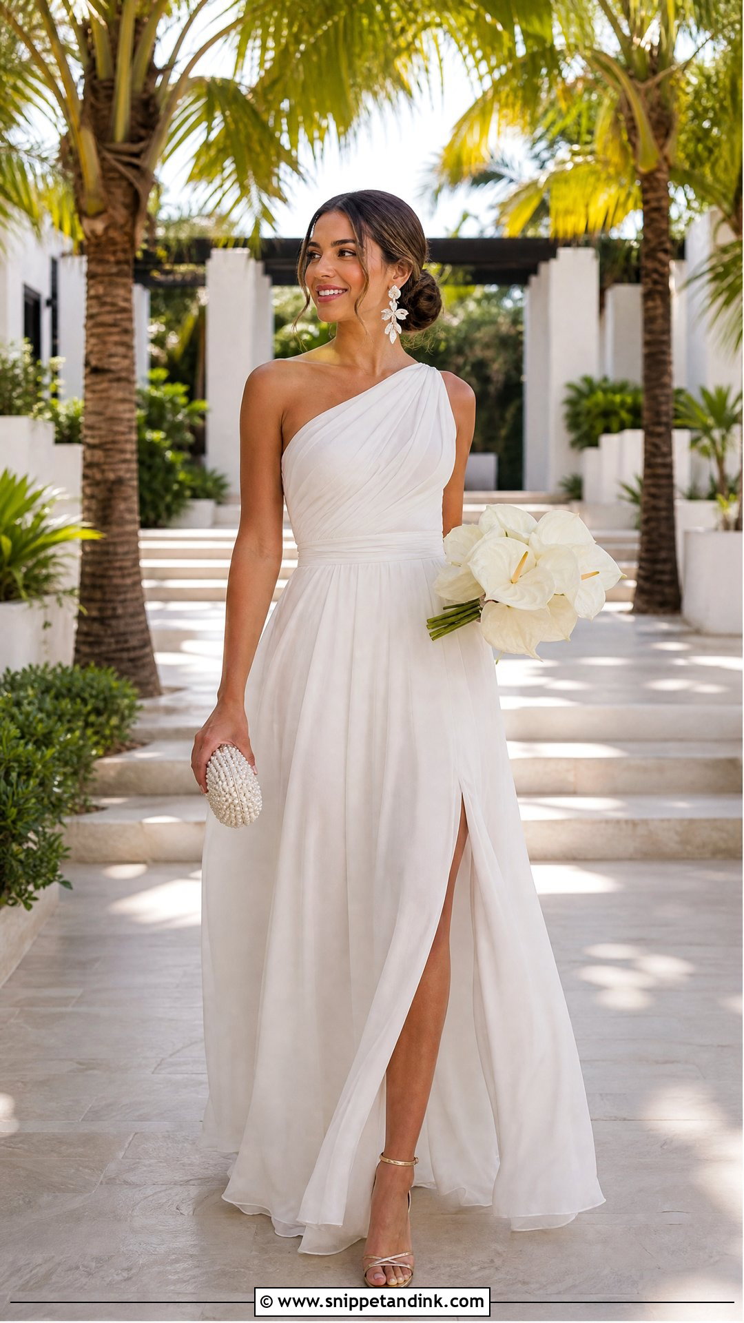 One Shoulder Tropical Wedding Dress - Snippet and Ink - 20 Tropical Wedding Dresses